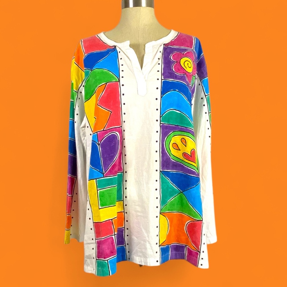 Vtg Handpainted Tunic Top
